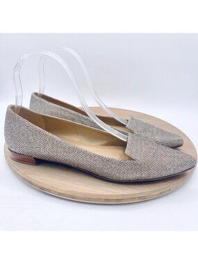 Stuart Weitzman Shoes Womens 8.5 N Taupe Leather Ballet Flats Glitter Luxury